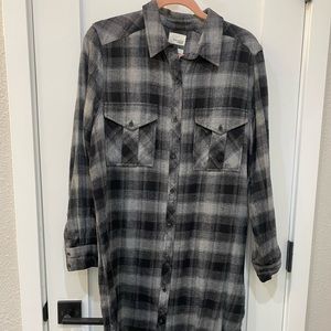 Aritzia Wilfred Free plaid flannel shirt dress. Gray, Sz. L.